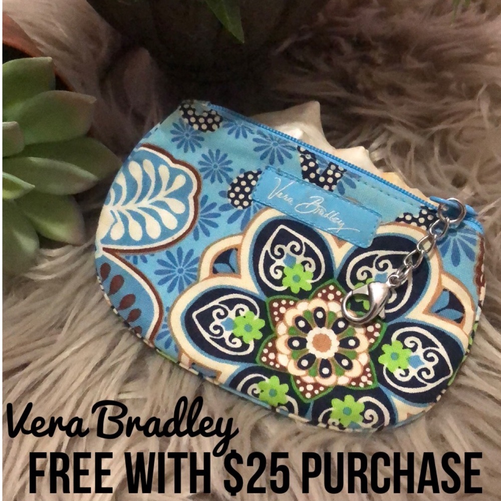 Free with $25 purchase-Vera Bradley Mini Wallet/ID Holder-Blue Tones